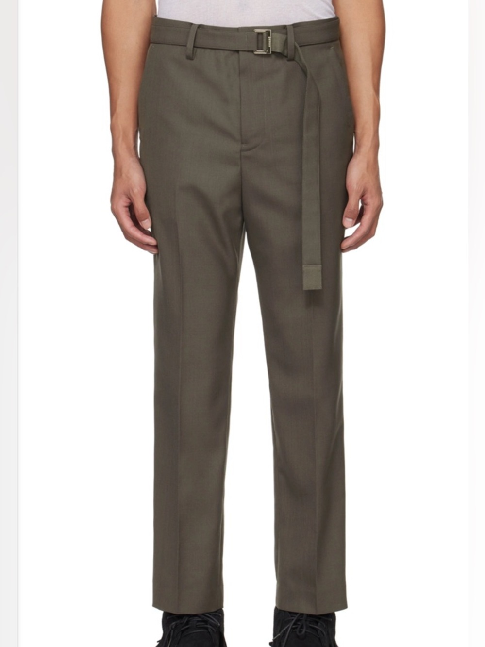 sacai Taupe Belted Trousers